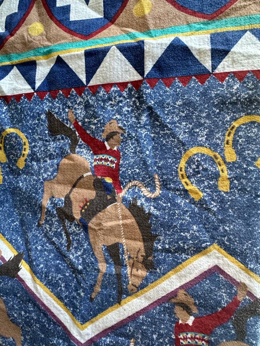 Vintage Wild West Fleece Blanket Rodeo Western Southwest
